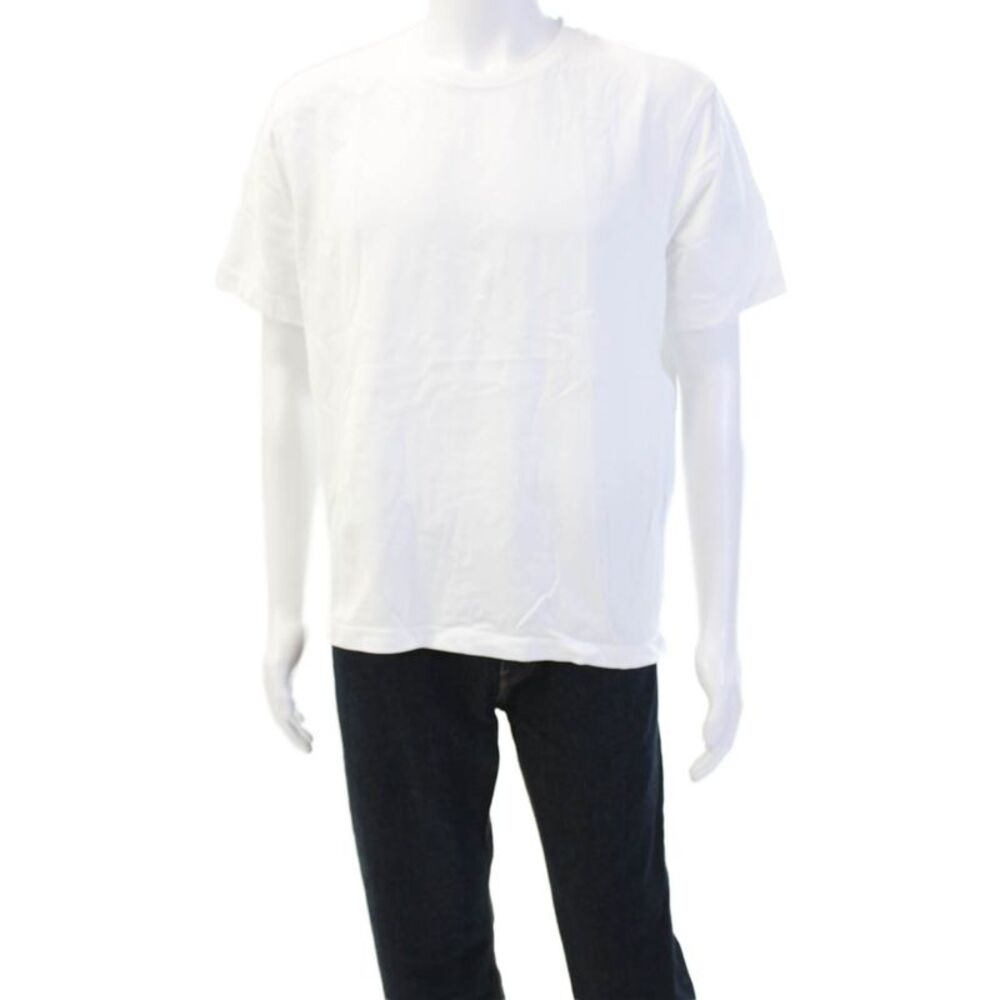 Zara Mens Cotton Crew Neck Short Sleeve T-Shirt Solid White Size Large